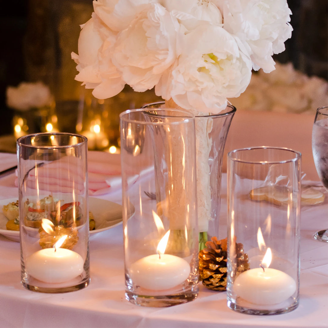 Glass Cylinder Vase, 2 Pcs Flower Vase Floating Candle Holder Vase for Home Decor Wedding Centerpieces