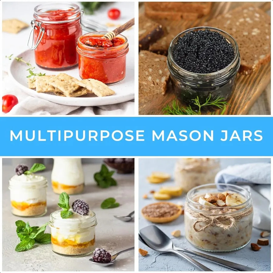 Keketin Mason Jars 4 oz with Airtight Lids and Bands20 Pack Wide Mouth Glass Jars with Lids 100ml Mini Glass Canning Jar for Ja