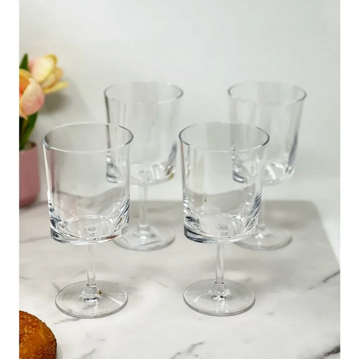 Oval Halo Plastic Wine Glasses Set of 4 12oz BPA Free Tritan Wine Glass Set Unbreakable Red Wine Glasses White Wine Glasses