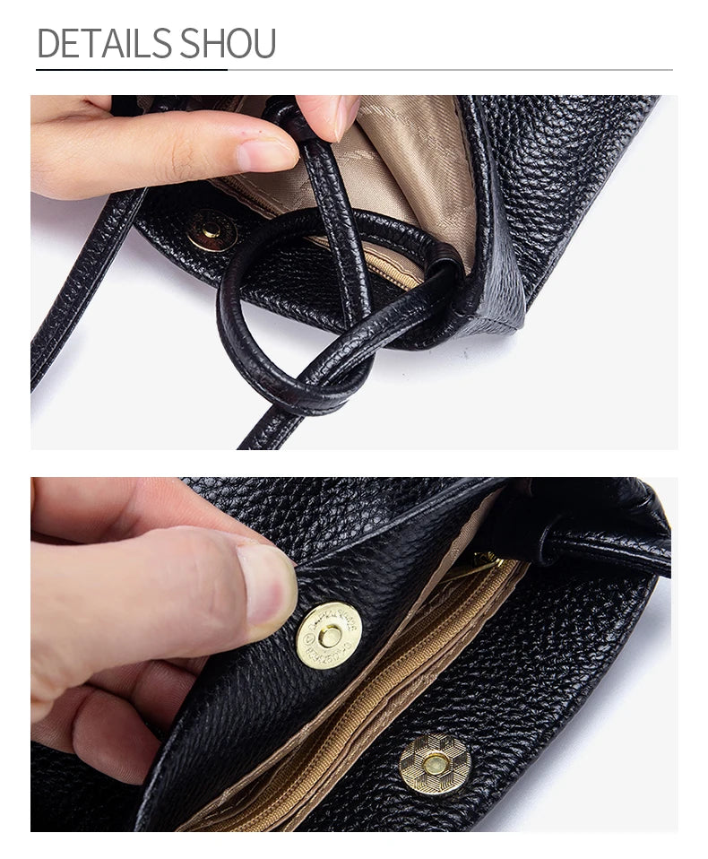 New Women Genuine Leather Handbags Female Large Capacity Shoulder Bags Phone Pocket Card Holders Fashion Crossbody Bags for Girl