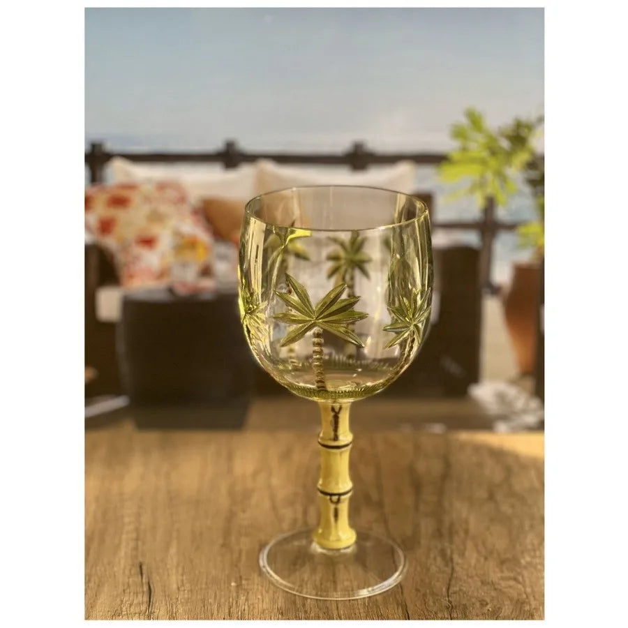 Palm Tree Plastic Wine Glasses Set of 4 16oz BPA Free Acrylic Wine Glass Set Unbreakable Red Wine Glasses White Wine Glasses