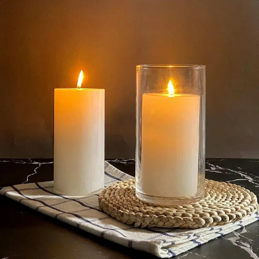 Set of 3 Glass Cylinder Vases8 Inch Tall Clear Flower Vase Decorative Floral Vase for Home Decor Candle Holder Wedding Centerpi