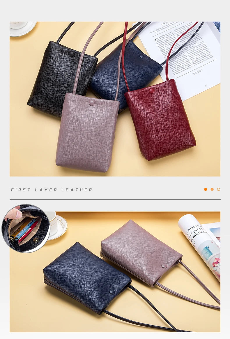 New Women Genuine Leather Handbags Female Large Capacity Shoulder Bags Phone Pocket Card Holders Fashion Crossbody Bags for Girl