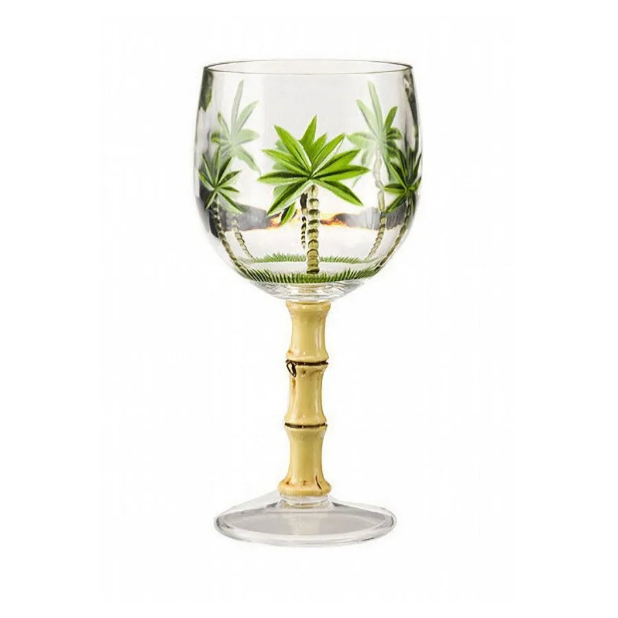 Palm Tree Plastic Wine Glasses Set of 4 16oz BPA Free Acrylic Wine Glass Set Unbreakable Red Wine Glasses White Wine Glasses