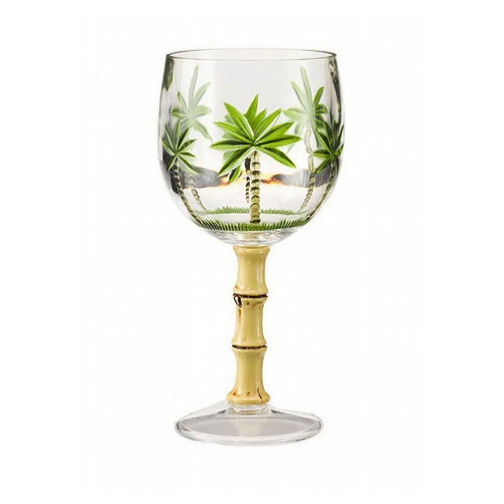 Palm Tree Plastic Wine Glasses Set of 4 16oz BPA Free Acrylic Wine Glass Set Unbreakable Red Wine Glasses White Wine Glasses