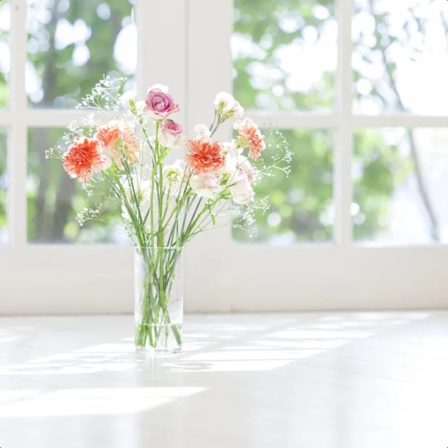 Set of 3 Glass Cylinder Vases8 Inch Tall Clear Flower Vase Decorative Floral Vase for Home Decor Candle Holder Wedding Centerpi