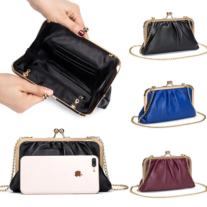 New Fashion Women Genuine Leather Shoulder Bags Fashion Ladies Cowhide Crossbody Bags Phone Pocket Girls Large Capacity Handbag