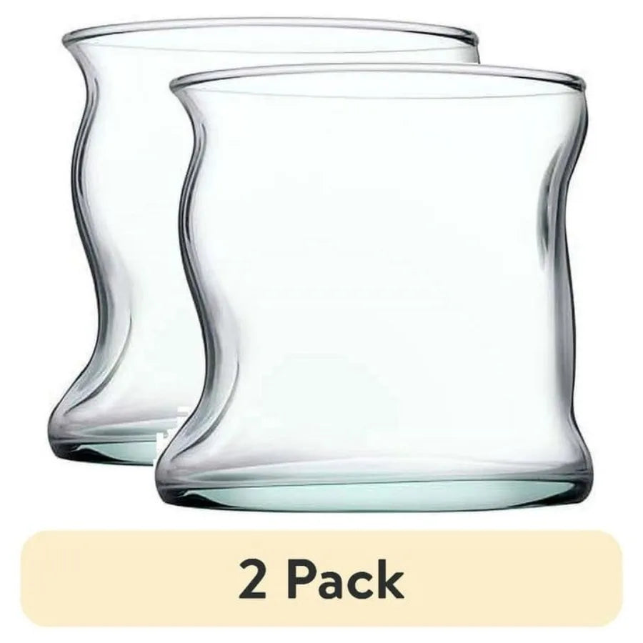 2 pack Clear Green Glass 11.5 oz