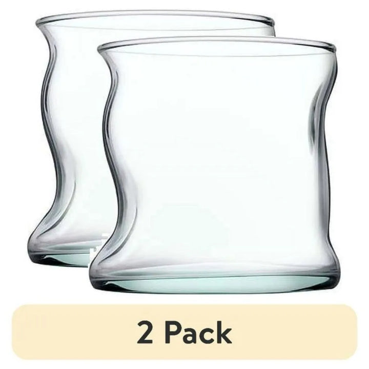 2 pack Clear Green Glass 11.5 oz