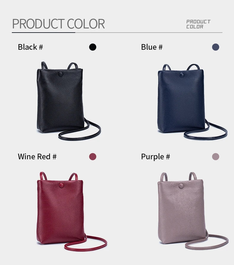 New Women Genuine Leather Handbags Female Large Capacity Shoulder Bags Phone Pocket Card Holders Fashion Crossbody Bags for Girl