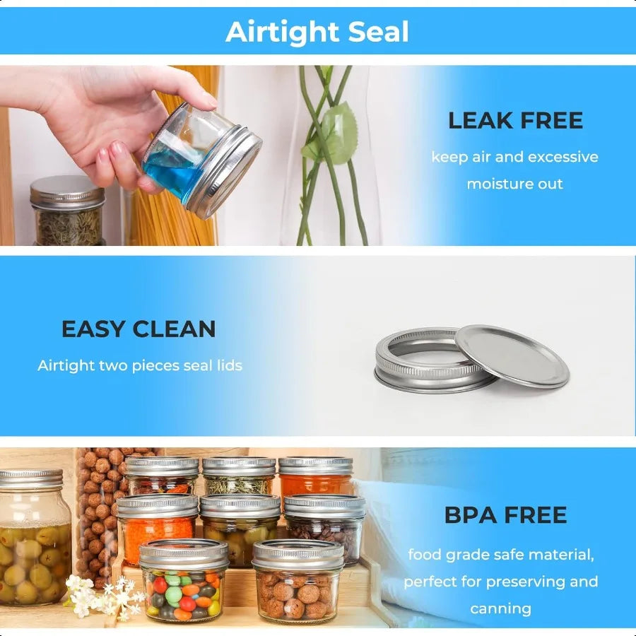 Keketin Mason Jars 4 oz with Airtight Lids and Bands20 Pack Wide Mouth Glass Jars with Lids 100ml Mini Glass Canning Jar for Ja