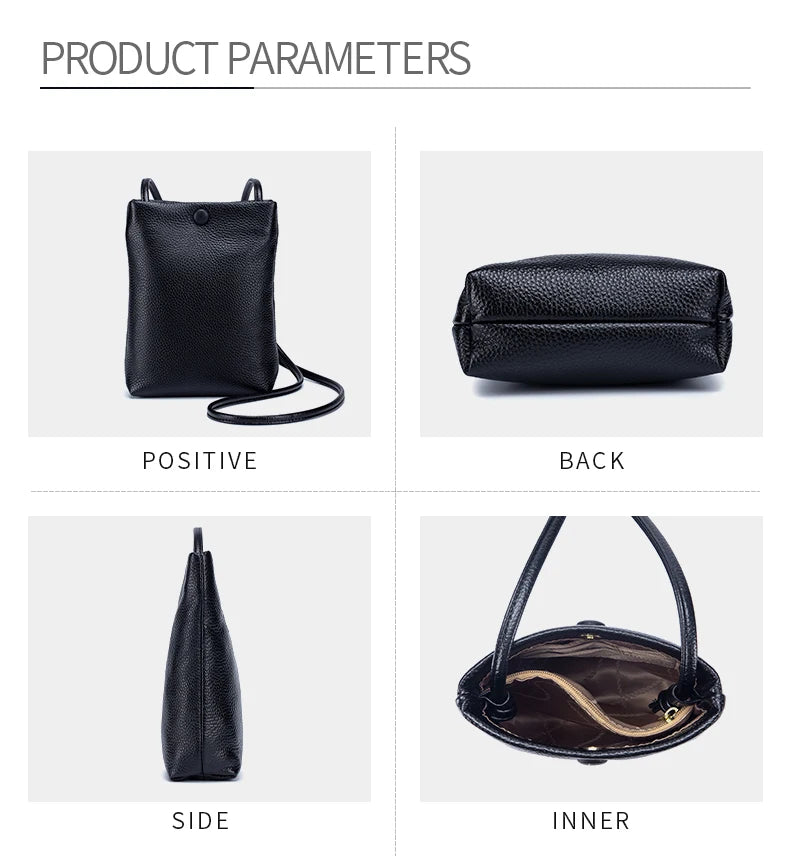 New Women Genuine Leather Handbags Female Large Capacity Shoulder Bags Phone Pocket Card Holders Fashion Crossbody Bags for Girl