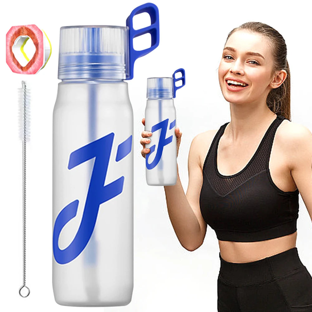 650 ML Gym Fitness Bottle Water Bottle Drink More Water with 1/5/7Pcs Flavour Pod Gym Water Bottles with Handle Straw with Brush