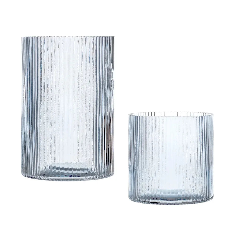 Blue Glass Candle Holder, 8 Inch, Large, Living Room