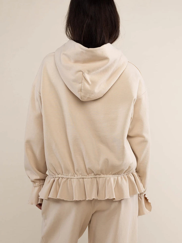 Women s Loose Hoodies Solid Color Rufles Hooded Long Sleeve Sweatshirts Pullovers Fall Winter Casual Tops