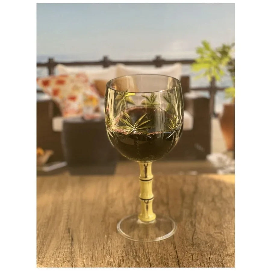 Palm Tree Plastic Wine Glasses Set of 4 16oz BPA Free Acrylic Wine Glass Set Unbreakable Red Wine Glasses White Wine Glasses