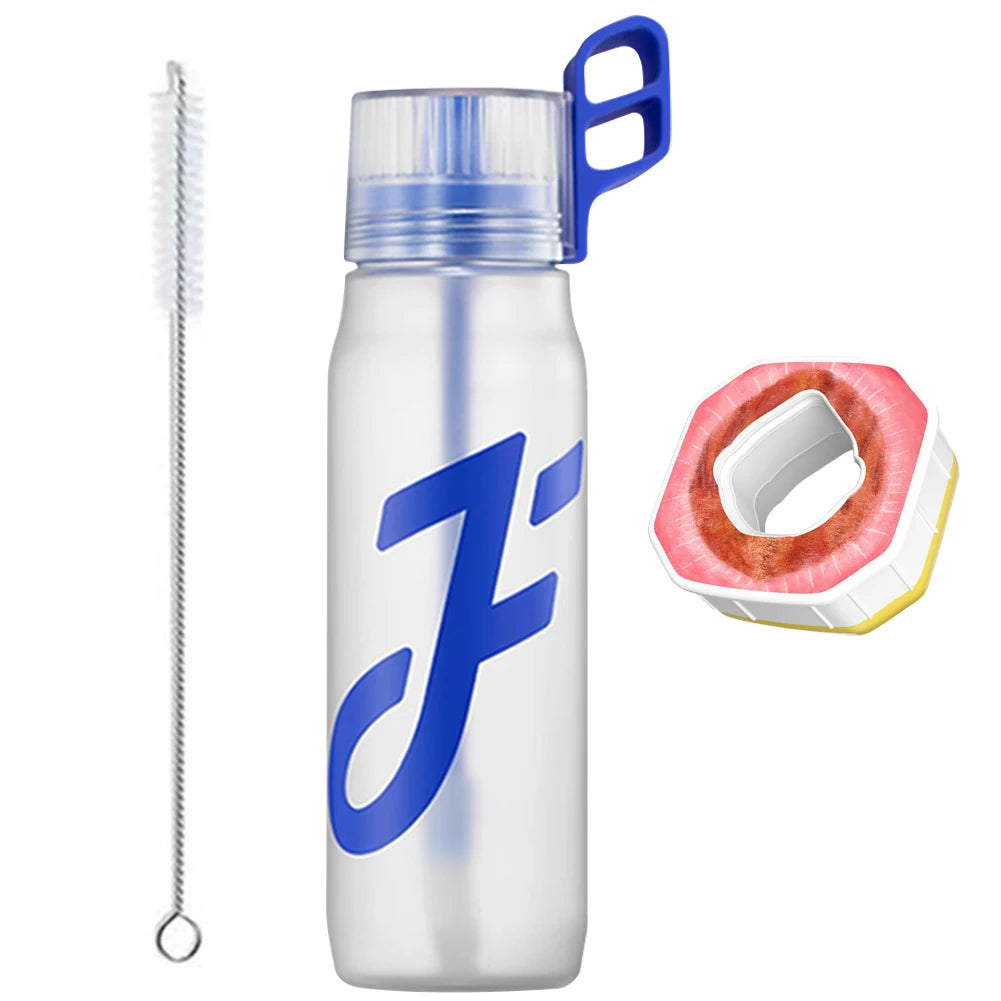 650 ML Gym Fitness Bottle Water Bottle Drink More Water with 1/5/7Pcs Flavour Pod Gym Water Bottles with Handle Straw with Brush