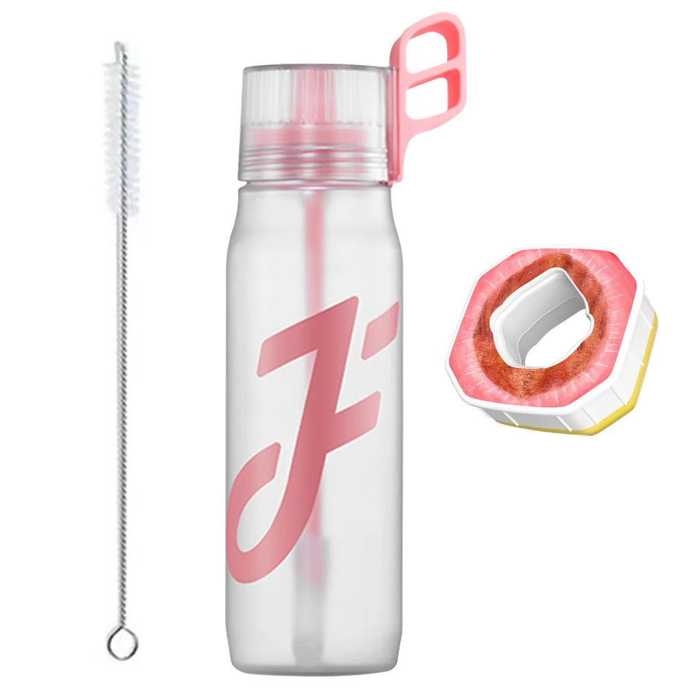 650 ML Gym Fitness Bottle Water Bottle Drink More Water with 1/5/7Pcs Flavour Pod Gym Water Bottles with Handle Straw with Brush