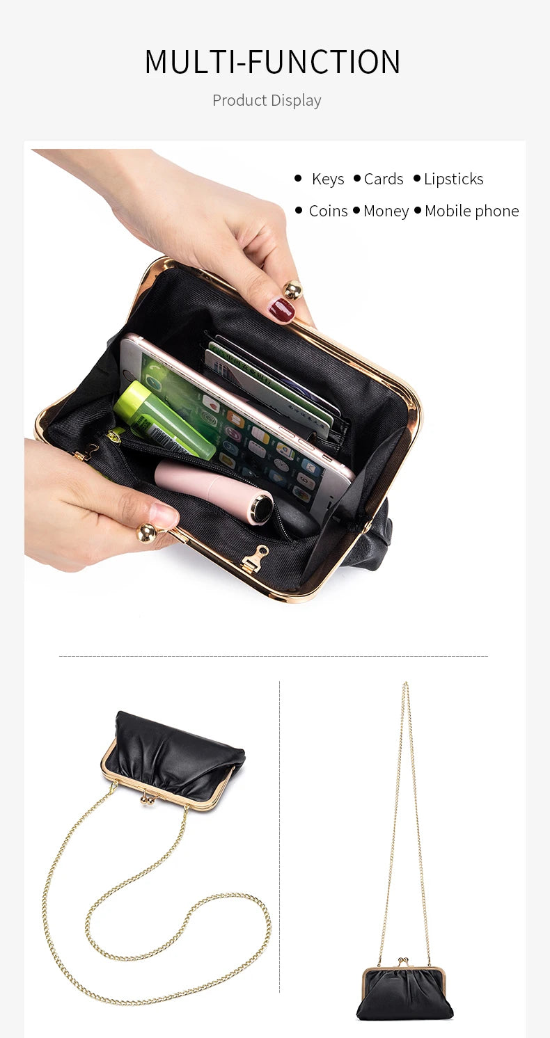 New Fashion Women Genuine Leather Shoulder Bags Fashion Ladies Cowhide Crossbody Bags Phone Pocket Girls Large Capacity Handbag