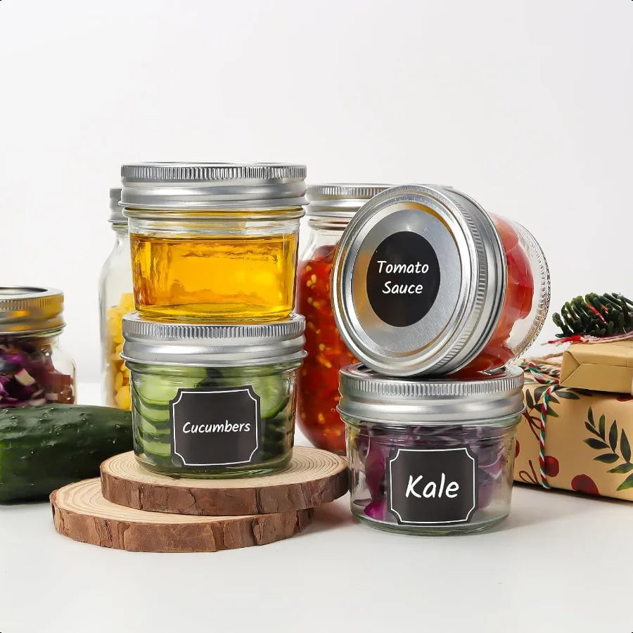 Keketin Mason Jars 4 oz with Airtight Lids and Bands20 Pack Wide Mouth Glass Jars with Lids 100ml Mini Glass Canning Jar for Ja
