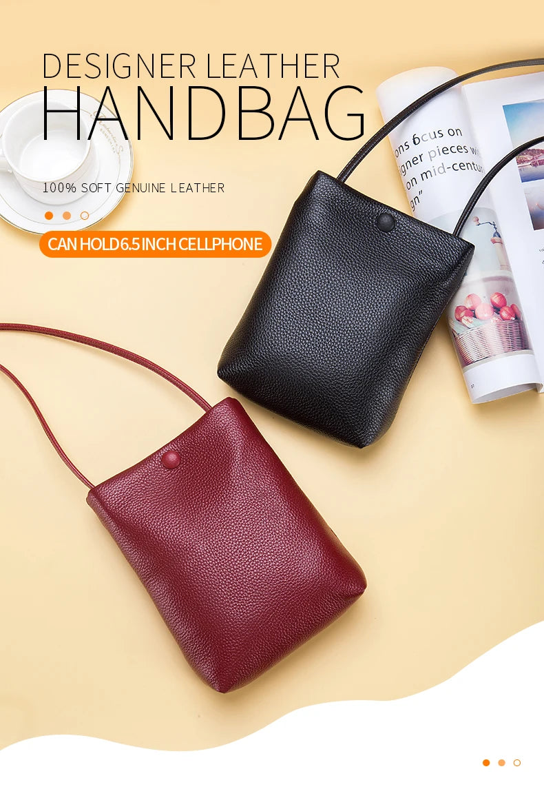 New Women Genuine Leather Handbags Female Large Capacity Shoulder Bags Phone Pocket Card Holders Fashion Crossbody Bags for Girl