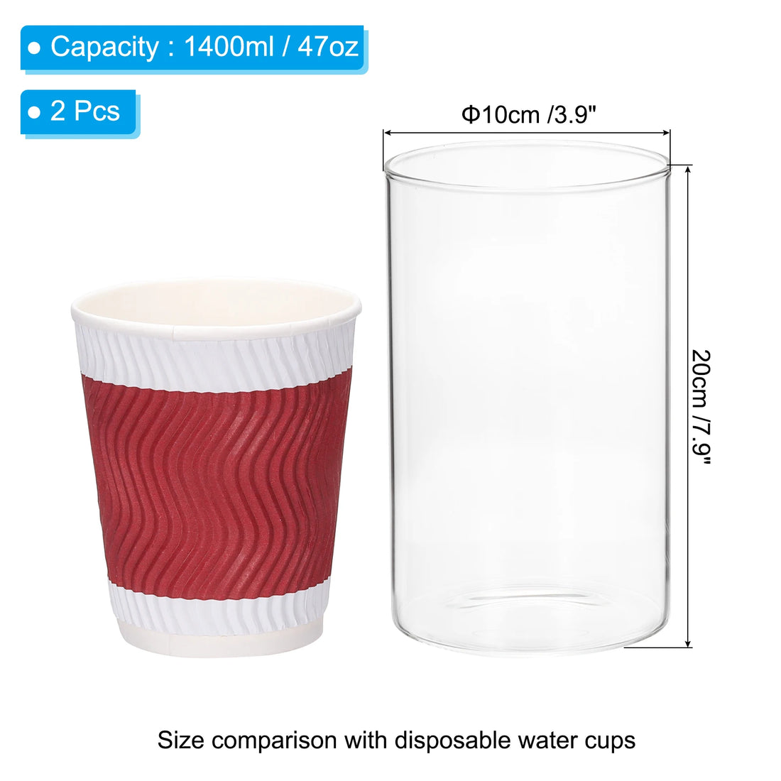Glass Cylinder Vase, 2 Pcs Flower Vase Floating Candle Holder Vase for Home Decor Wedding Centerpieces