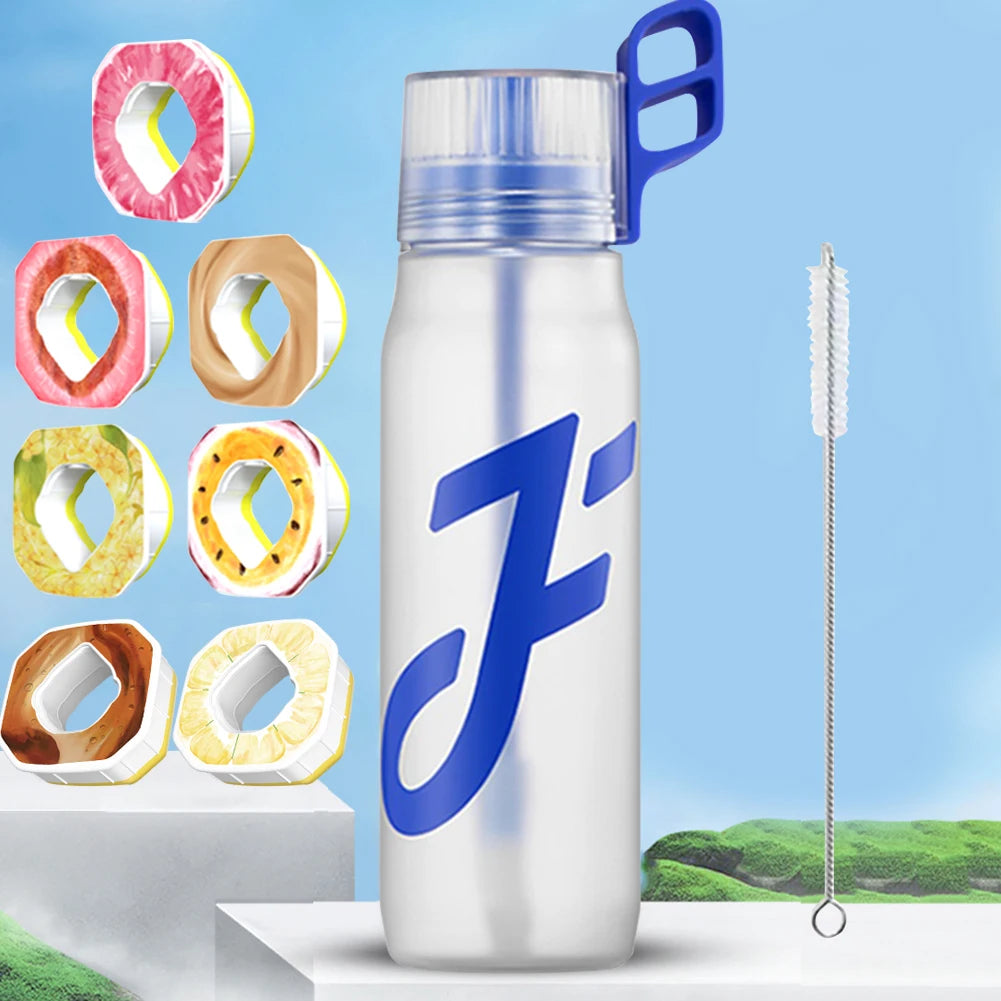 650 ML Gym Fitness Bottle Water Bottle Drink More Water with 1/5/7Pcs Flavour Pod Gym Water Bottles with Handle Straw with Brush