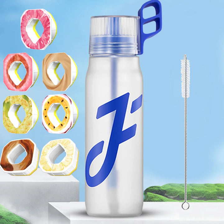 650 ML Gym Fitness Bottle Water Bottle Drink More Water with 1/5/7Pcs Flavour Pod Gym Water Bottles with Handle Straw with Brush