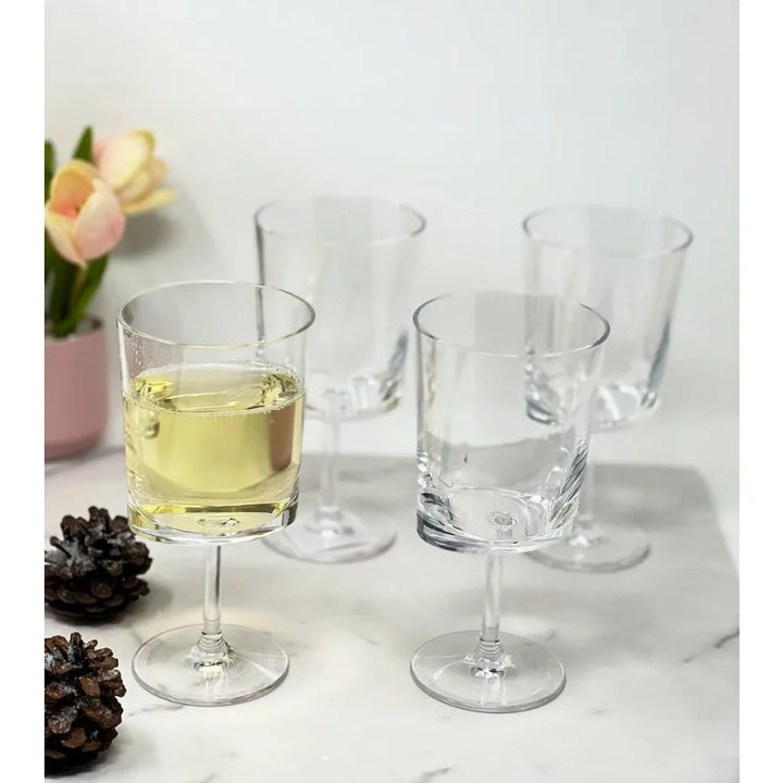 Oval Halo Plastic Wine Glasses Set of 4 12oz BPA Free Tritan Wine Glass Set Unbreakable Red Wine Glasses White Wine Glasses