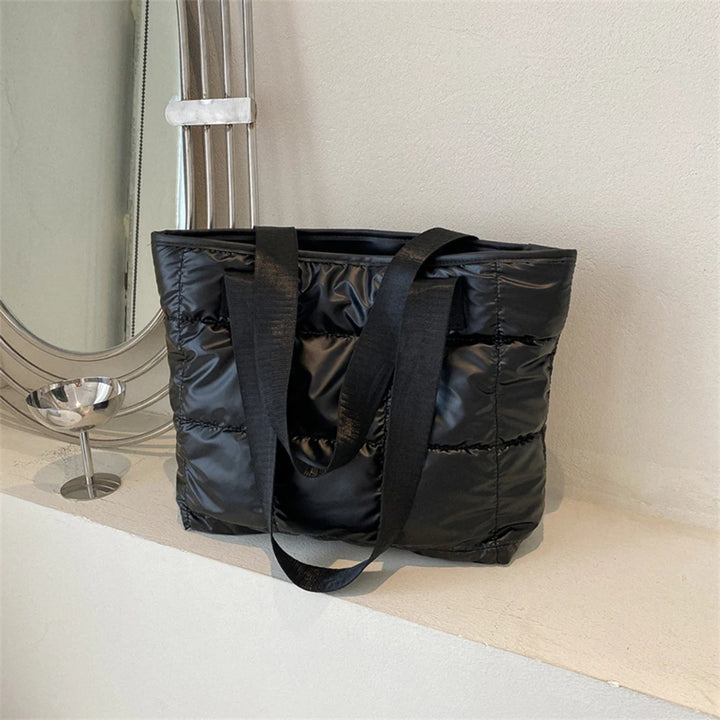 Fashion Women Tote Bag Large Capacity Cotton Padded Top-handle Bags Rhombus Portable Handbag Quilted Solid for Leisure Travel