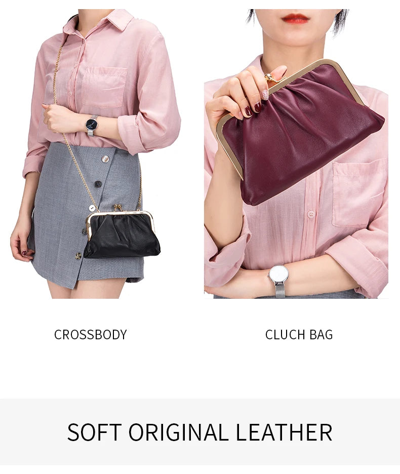 New Fashion Women Genuine Leather Shoulder Bags Fashion Ladies Cowhide Crossbody Bags Phone Pocket Girls Large Capacity Handbag